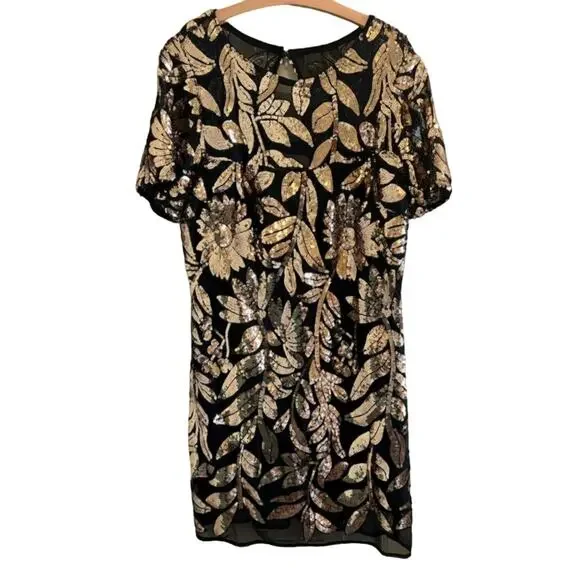 maeve short-sleeve sheer embellished mini dress New Maeve Short-Sleeve Sheer Embellished Mini Dress X-Small